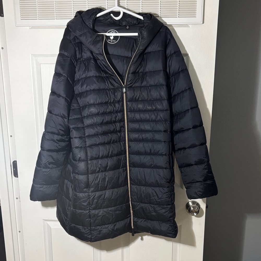 SAVE THE DUCK Women's Black Hooded Puffer Jacket